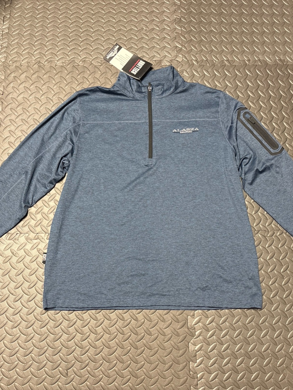 Alaska Railroad Men's Blue Long Sleeve Quarter-Zip Pullover Drift Creek NWT